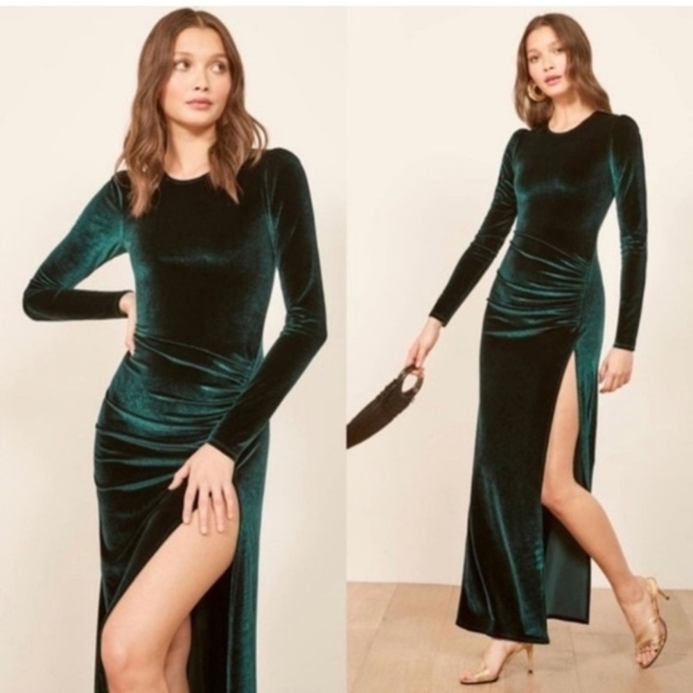 Reformation Ruby Dress in Emerald
